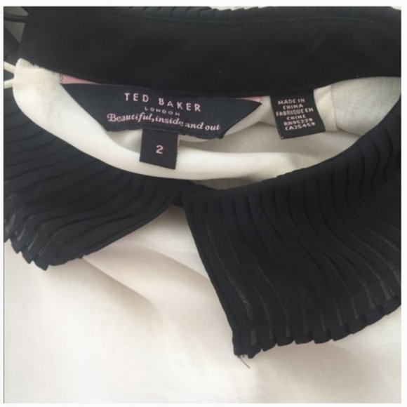 Ted Baker Jenya white black Blouse top 2 nwot - Picture 6 of 7